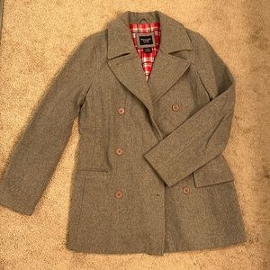 Womens Abercrombie& Fitch double breasted pea coat in heather grey
